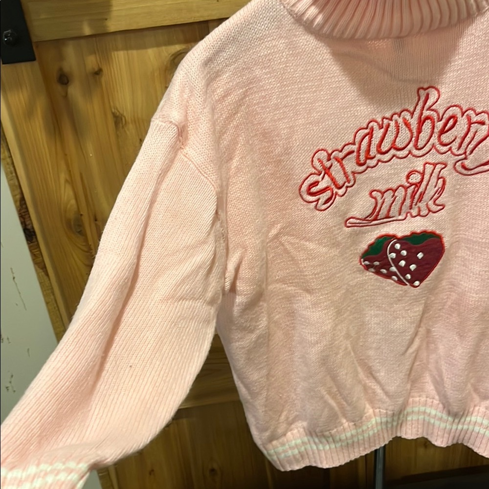 Strawberry Milk Pink Turtleneck Sweater - Picture 2 of 8